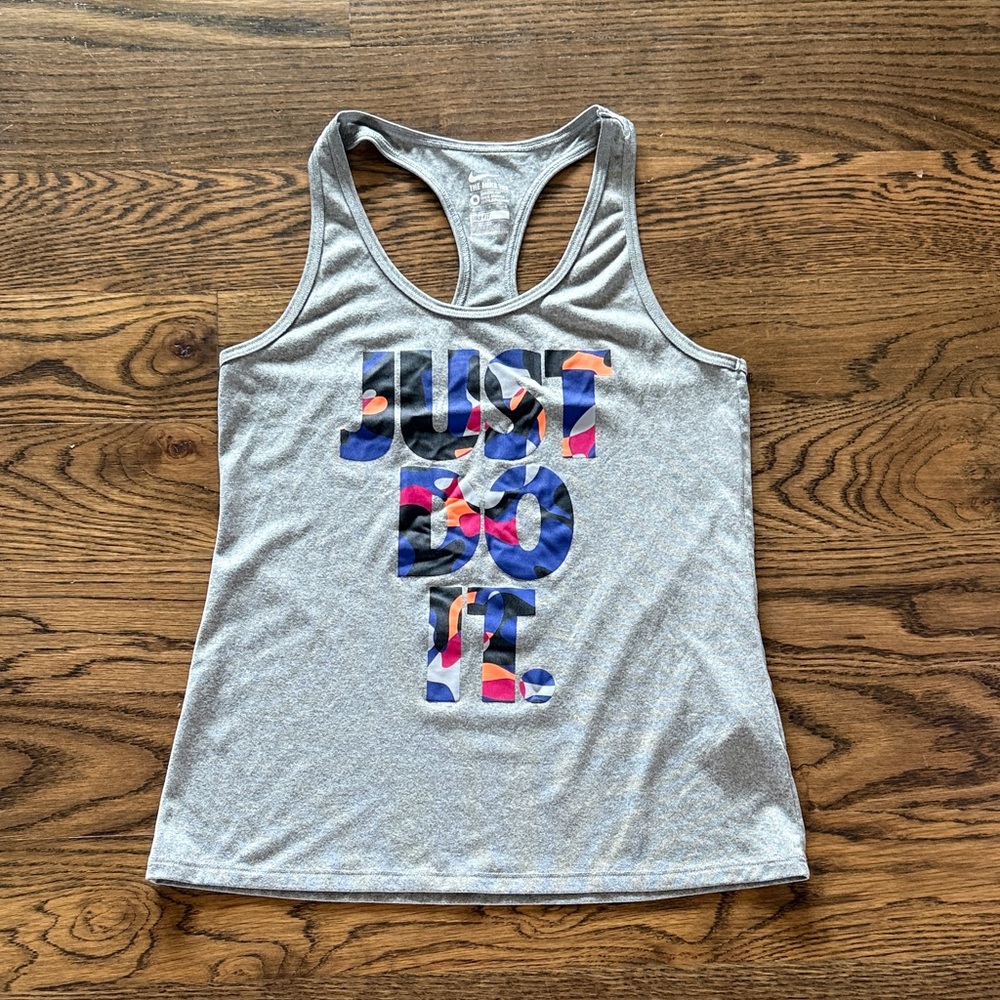 Nike Gray Tank Top with Multicolor Print